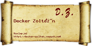 Decker Zoltán névjegykártya