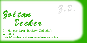 zoltan decker business card